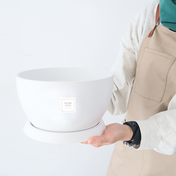 모리앤 원형로루 무광 플라스틱 화분 + 받침 세트, 화이트, 1개 12,900원