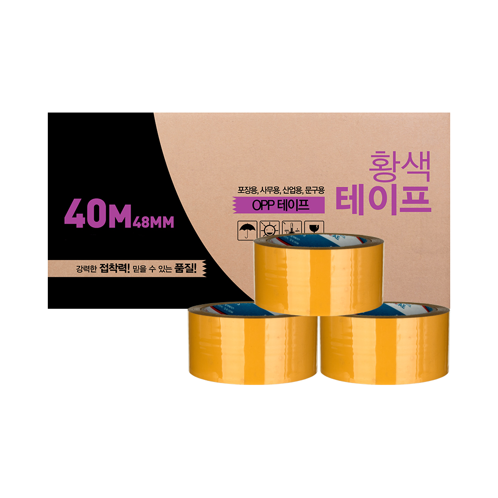 대박테이프 황색 박스테이프 48mm x 40m 24,500원
