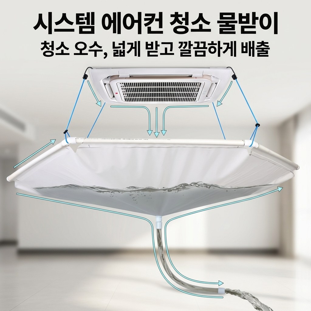 시스템 에어컨 청소 오수받이 물받이 커버 125cm 배수호스 포함, 1개, 흰색 47,000원