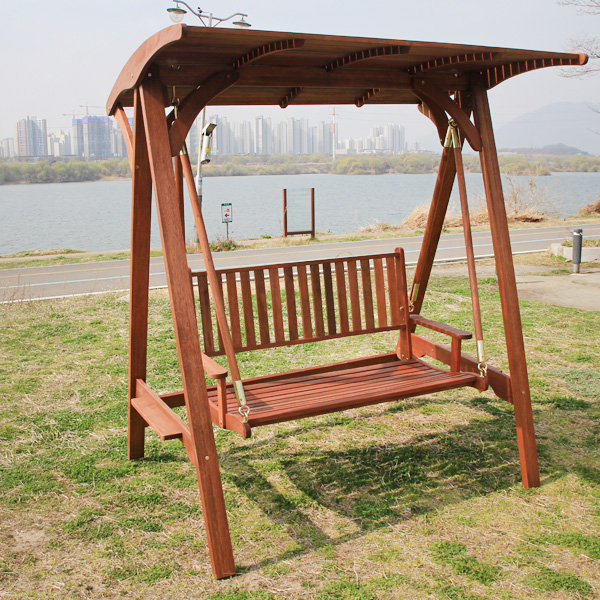 케루잉 원목 2인 그네 야외 정원 테라스 공원 휴게소 놀이터 흔들 간이 스윙 의자, 옅은 브라운 590,000원