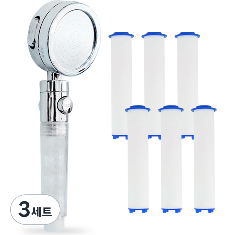 뉴리스 수압상승 3단조절 온오프 정수 샤워기헤드 + 필터 6p 세트 37,950원