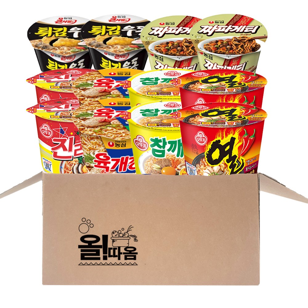 올따옴 인기 큰컵라면 기획세트 2호(6종 2개씩) 진라면매운 육개장 참깨라면 열라면 튀김우동 짜파게티 20,980원