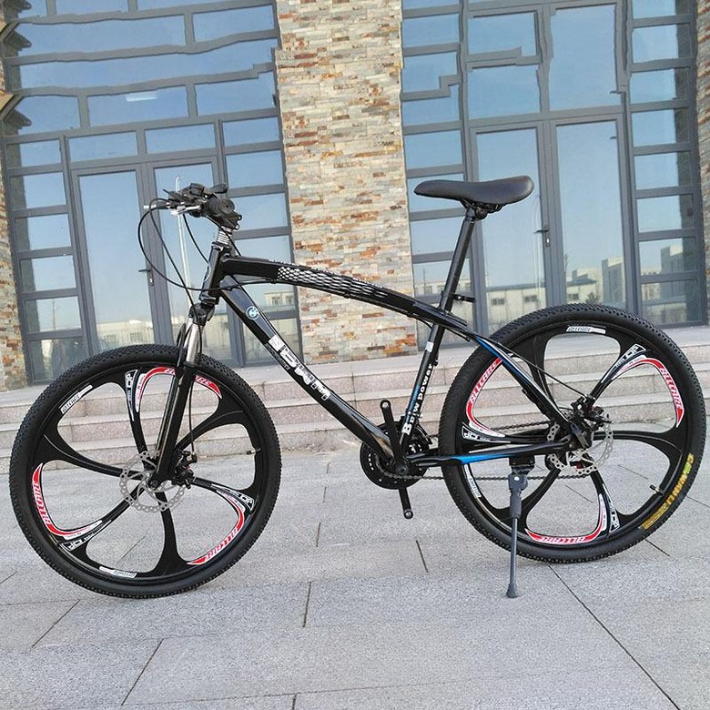 성인 산악자전거 감쇠 디스크 브레이크 오프로드 학생용 레이싱 자전거, 1cm, 6스포크 휠 블랙 245,800원