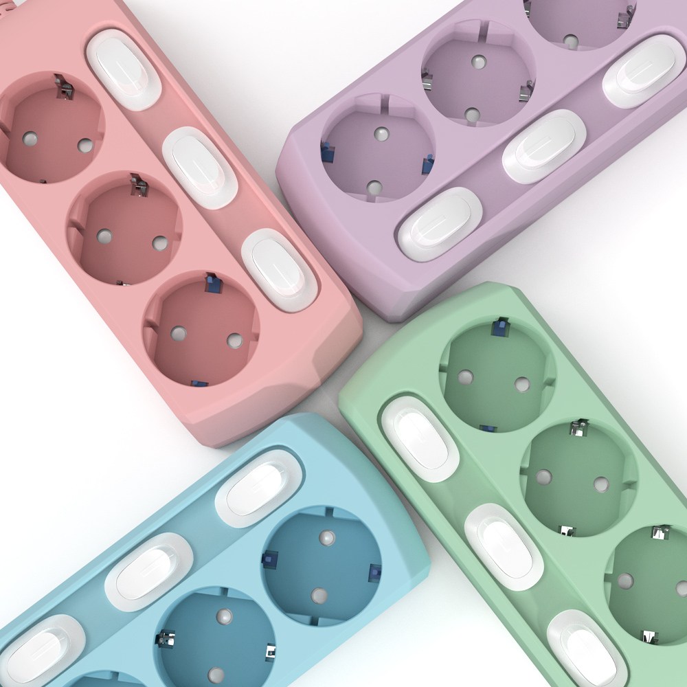 러그박스 3구 개별 멀티탭 납작한 슬림한 플러그 파스텔 멀티콘센트, 1개, 3구 개별 퍼플, 1.5m 15,900원