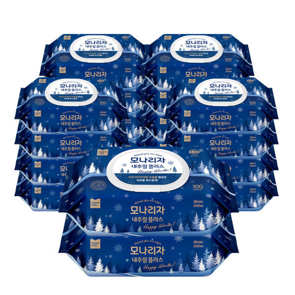 모나리자 내추럴플러스 물티슈 캡형 윈터한정판 100매 20개 23,400원