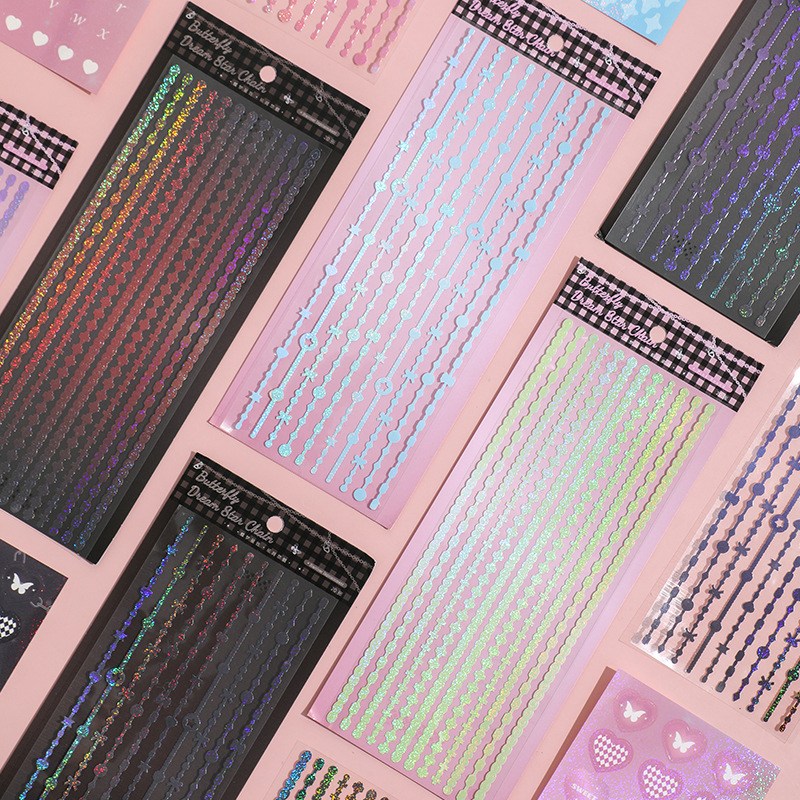 데일리펀 홀로그램 탑로더 포카 탑꾸 포토카드 슬리브 사진 꾸미기 스트라이트 라인 스티커 40매, 홀로그램 라인스티커 9,800원