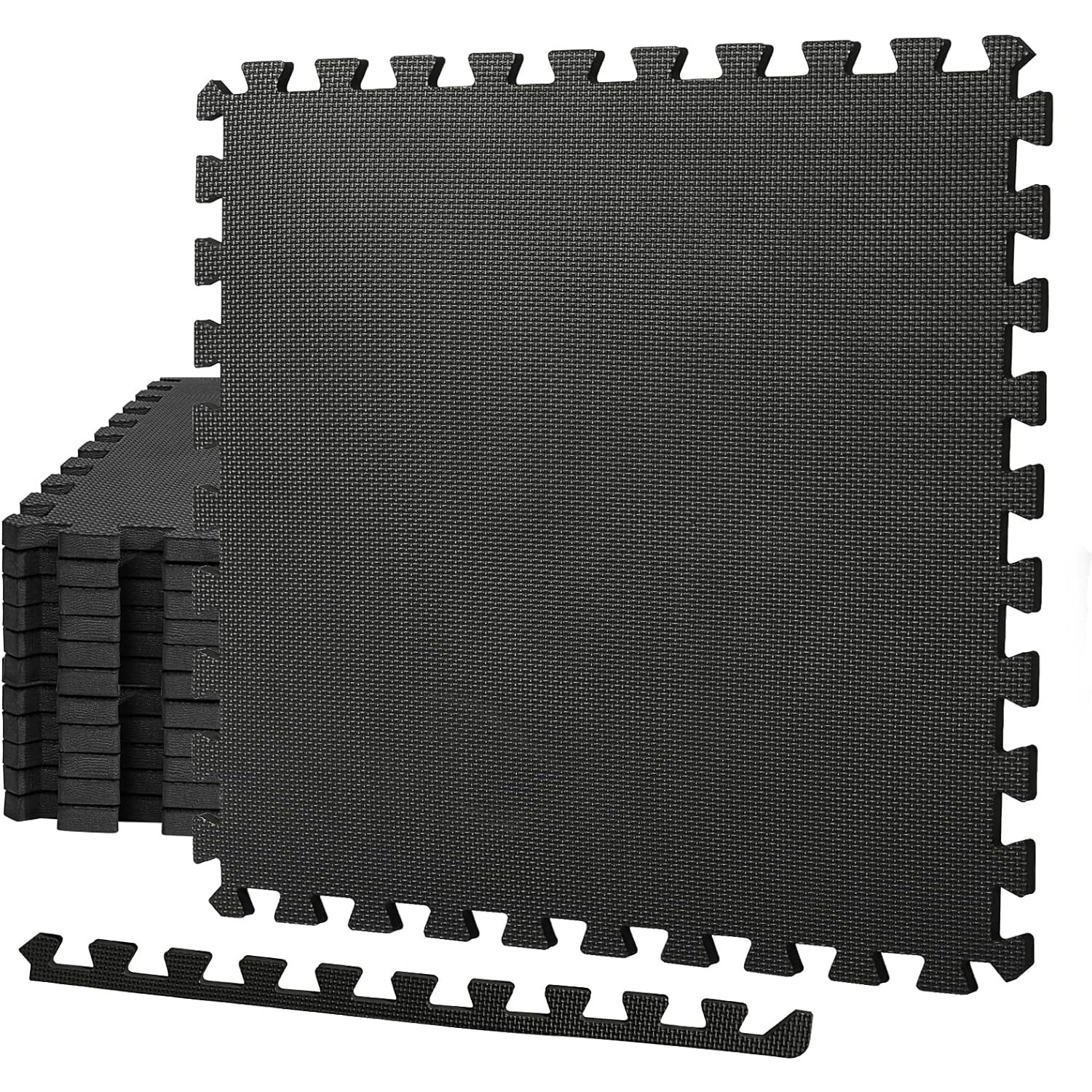 Hanmir 프리미엄 EVA 퍼즐매트 반려동물 거실 주방 헬스장 셀프시공 미끄럼방지 층간소음방지 방수 재단 가능한 다용도 두꺼운 조립식 바닥 매트 12장세트 60*60*1.2cm, 블랙, 1세트 31,900원
