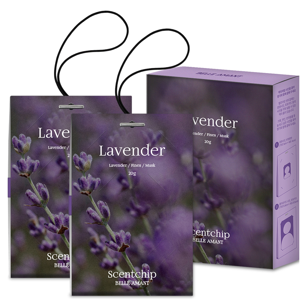 벨르아망 센트칩 차량용 사쉐 방향제 20g 2개입, 1개, 라벤더 15,600원