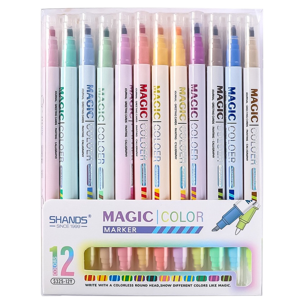 코히모 변색 더블 컬러 형광펜 12종 세트 5W0265, 혼합색상, 1세트 10,800원