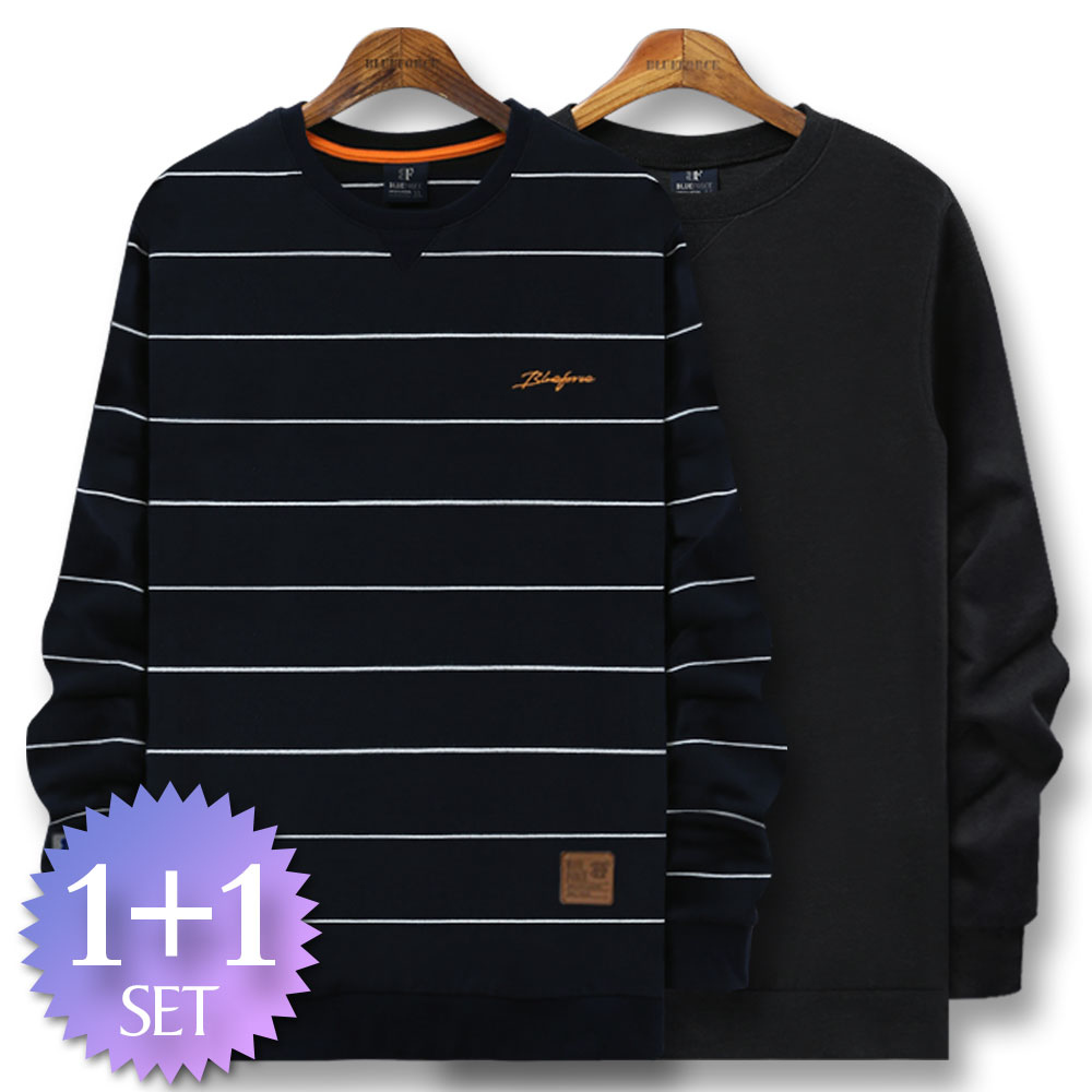 블루포스 컨츄빈 맨투맨 + 심플 맨투맨 [2장 묶음] 남자 긴팔 티셔츠 남성 운동복 단체티 가을 커플티 45,500원
