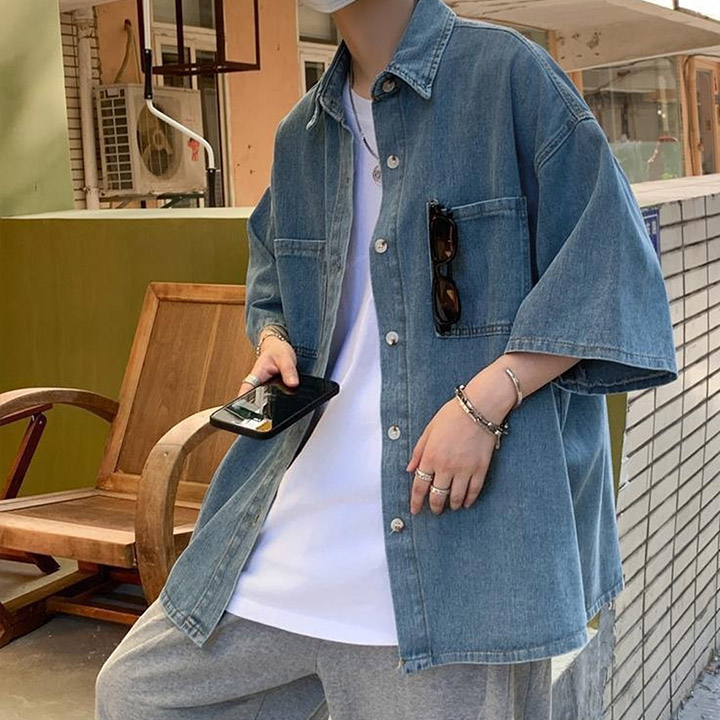 드마엘 아론 남성 탄탄한 데님 반팔셔츠(2color)+델로나 21,990원