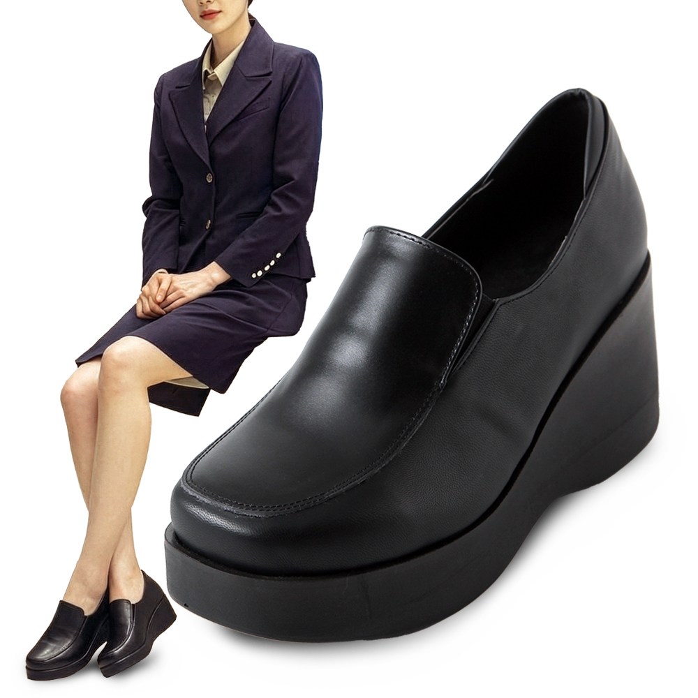 여성 국산 소가죽 5cm 발편한 통굽 웨지힐 유니화 로퍼 구두 호텔 병원 백화점 매장 사무직 SH-WLF-MIHI 32,900원