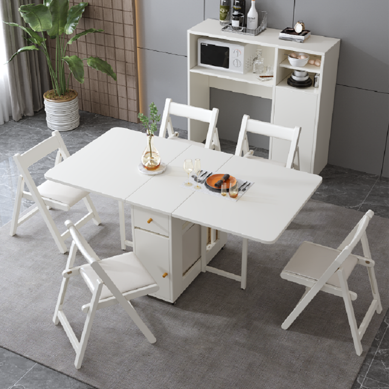 공간 활용 이동 테이블 빈티지 확장형 테이블 접이식 식탁, 화이트1.5M+화이트의자4개, 4인용 399,800원