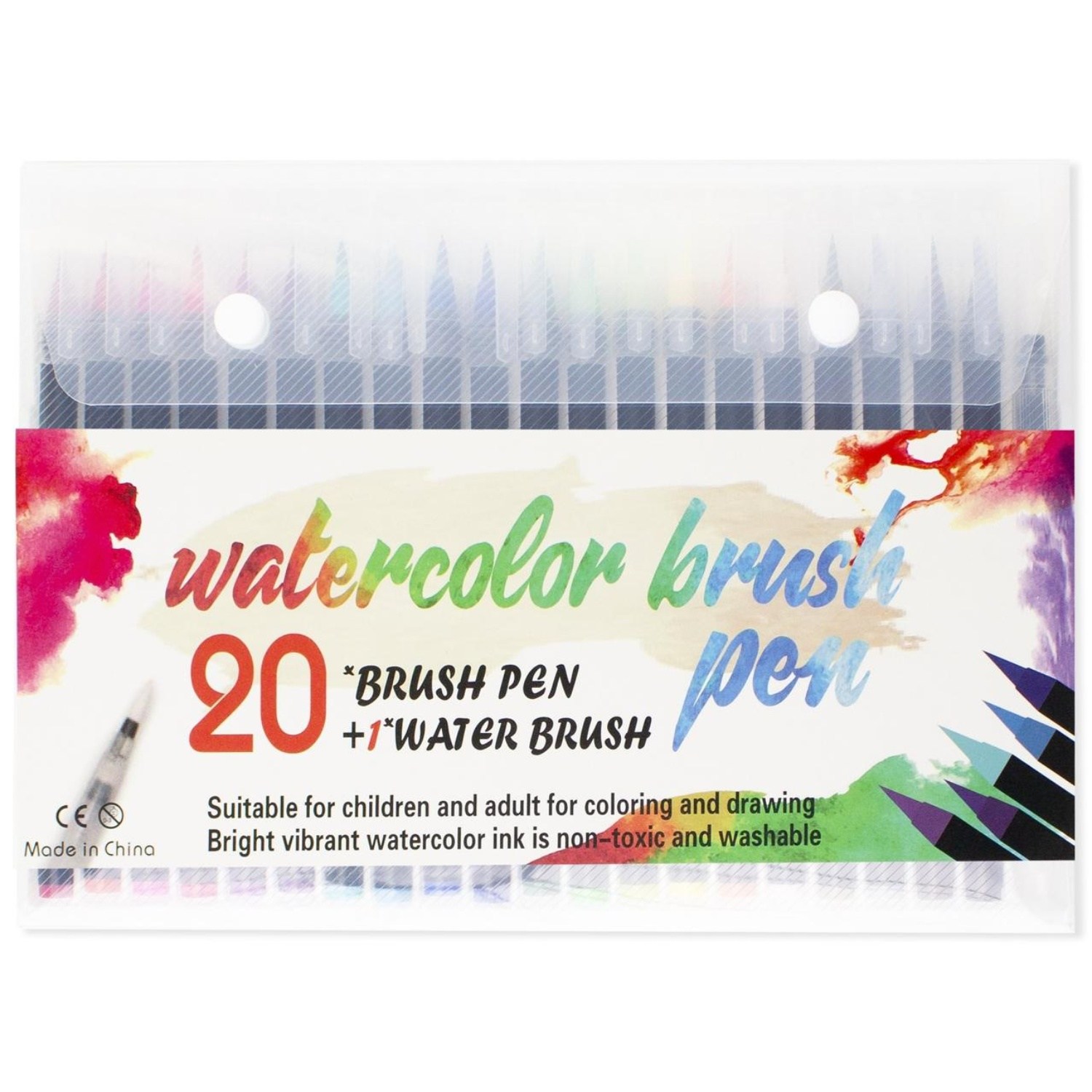 [밥조교] 캘리그라피펜 수성 컬러 브러쉬펜 20색, 1개 12,500원