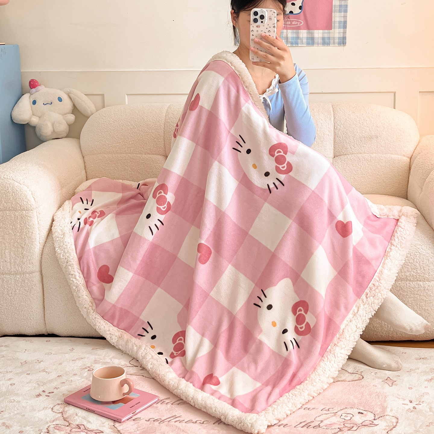 Tiffy 산리오 담요 이중 키티 담요 무릎담요 양털 담요 26,610원