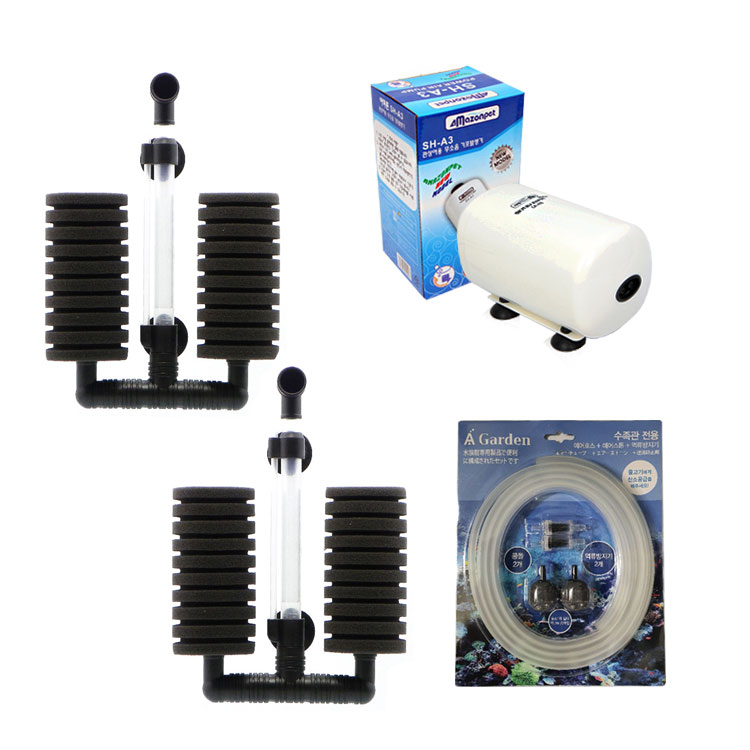 아마존 2구 산소발생기 대형 어항용 45~60cm + 역류방지기 2p + 에어호스 2p + 콩돌 2p 세트 SH-A3 20,430원