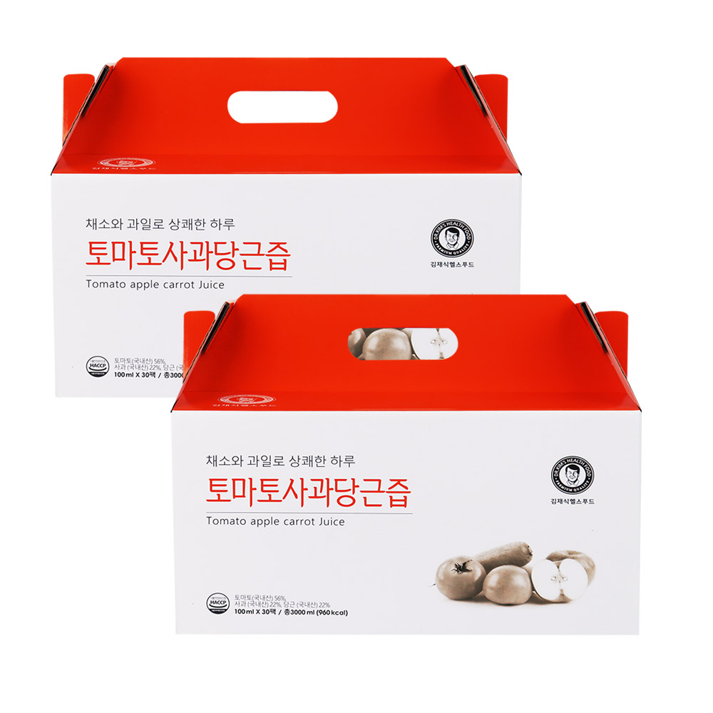 [김재식헬스푸드] 토마토 사과 당근즙 100ml 30팩 2박스, 100ml, 2개 65,900원