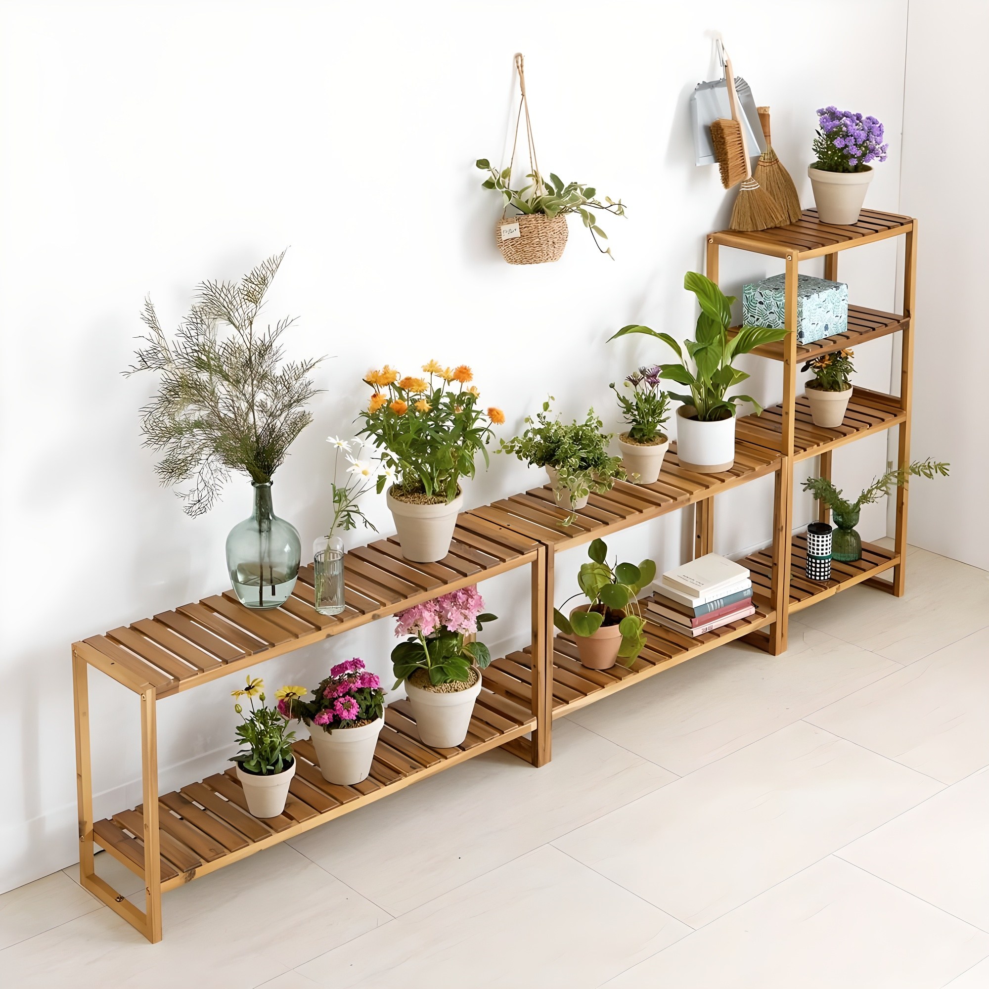 원목 모듈 선반 적층식 화분 정리대 2단 받침대 베란다 신발장 진열대 26,530원