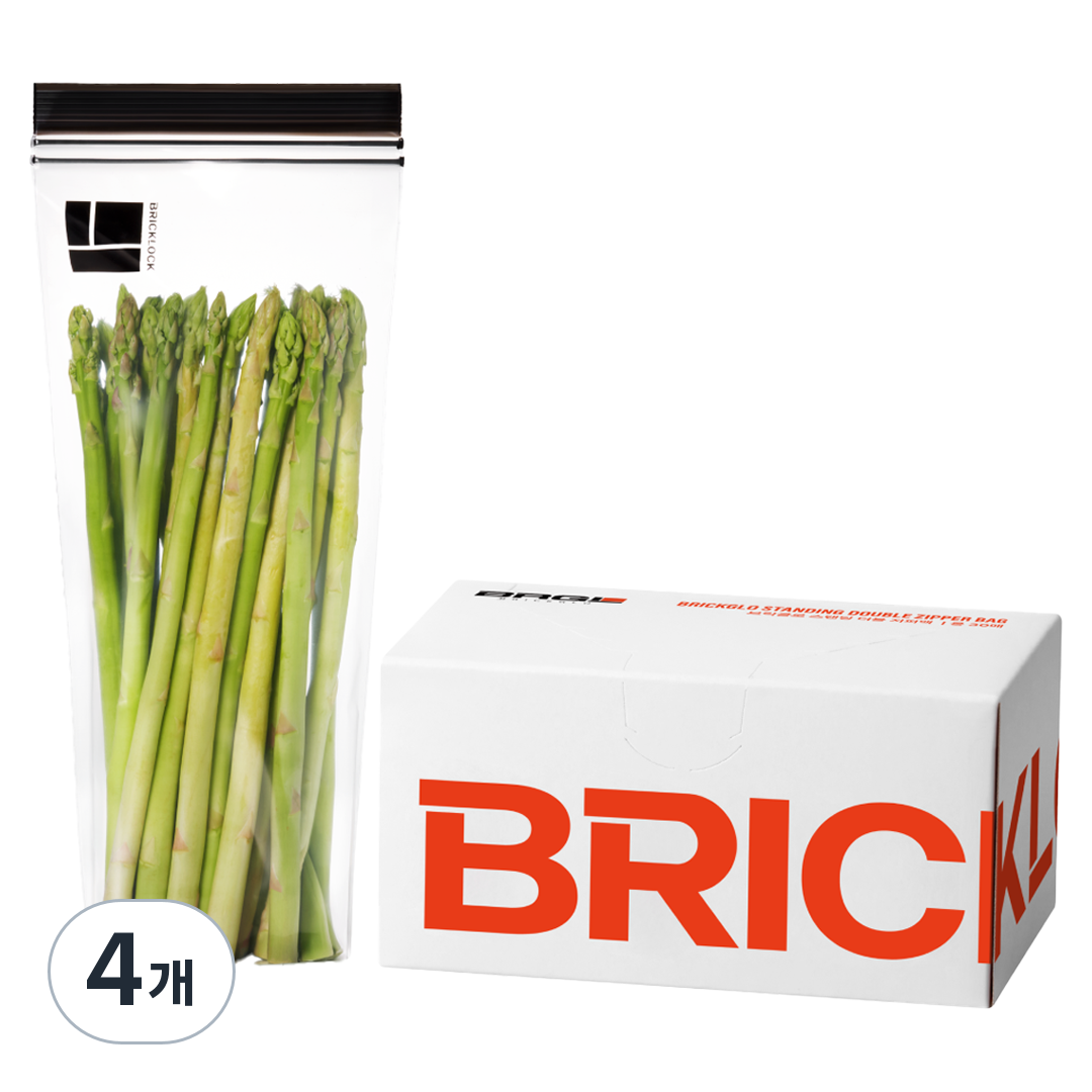 브릭글로 긴 식재료 보관용 냉장 냉동 겸용 브릭락 스탠딩 더블 지퍼백 130 x 285 x 50 mm, 롱, 30개입, 4개 19,600원