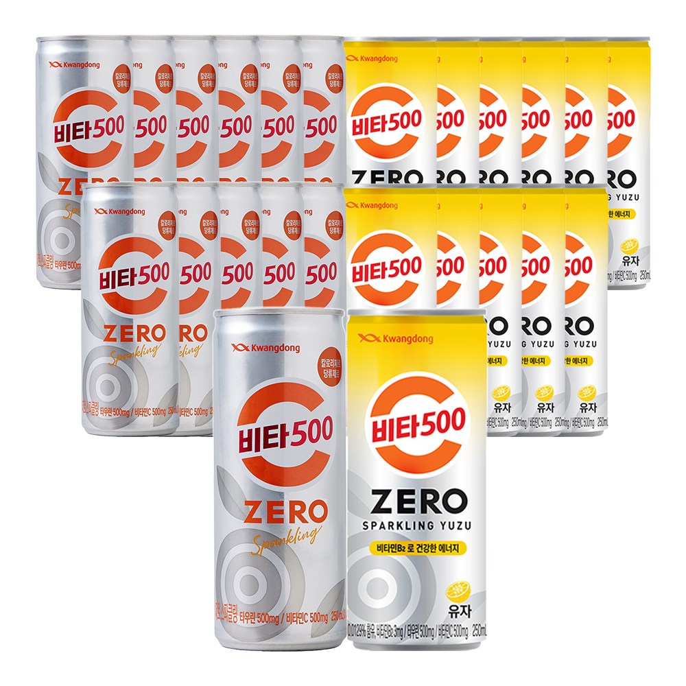 비타500 제로 zero 스파클링 12 + 제로 zero 스파클링 유자 12, 총 24캔 19,200원