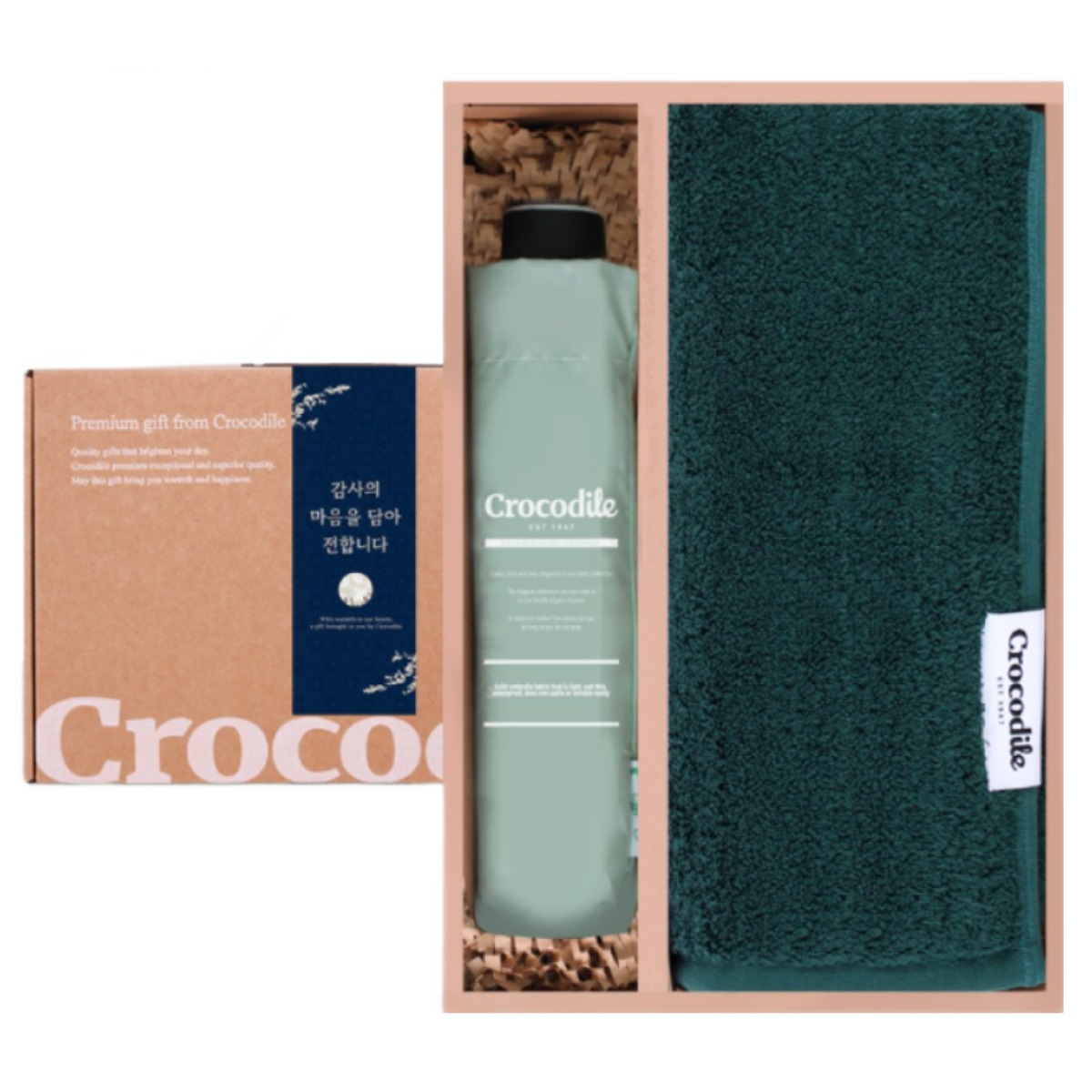 크로커다일  답례품 경조사 고급 감사 선물 세트 (수동 3단 우산+220g 코마사 40수 고급 호텔 타올) 235,600원