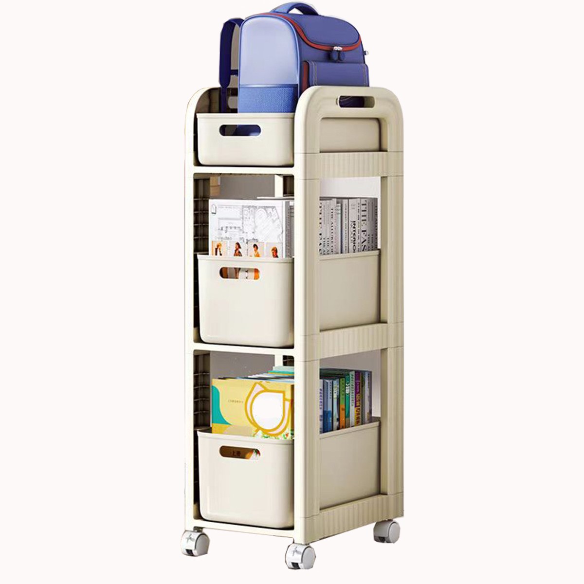 Deokol 독창성 다용도  책가방 선반 책 수납 바구니 이동식  트롤리 25,600원