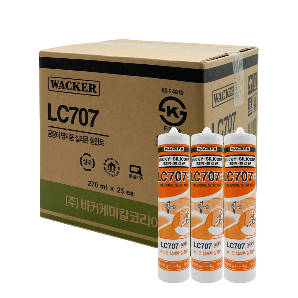 [박스판매] 럭키실리콘 LC707 바이오 실리콘 욕실용 주방 실리콘, 1세트 60,500원