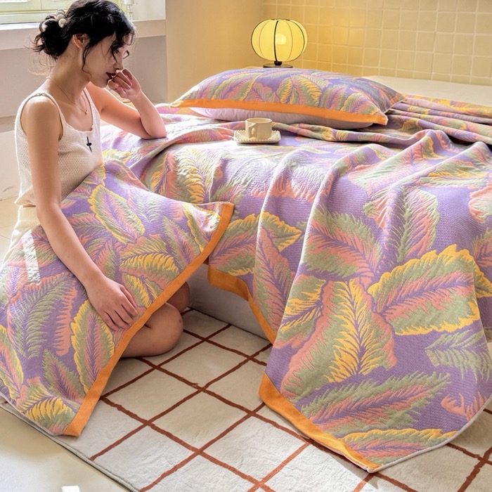 여름거즈 블랭킷 자카드 양면 에어컨 담요 소파 낮잠 겸용 얇은 이불, B타입 깃털 패턴 23,550원
