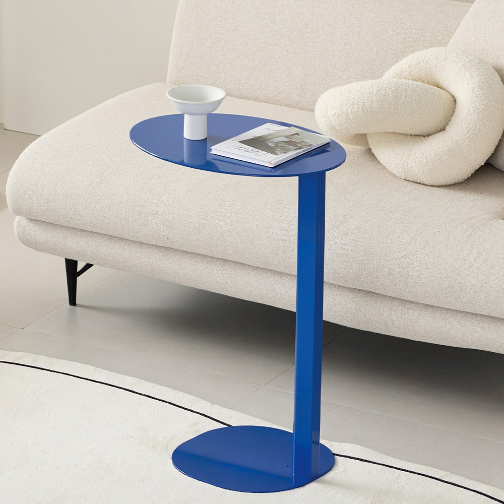 아르킨 로바 사이드테이블 오벌형 티테이블 쇼파테이블 철재, 스틸블루 159,000원