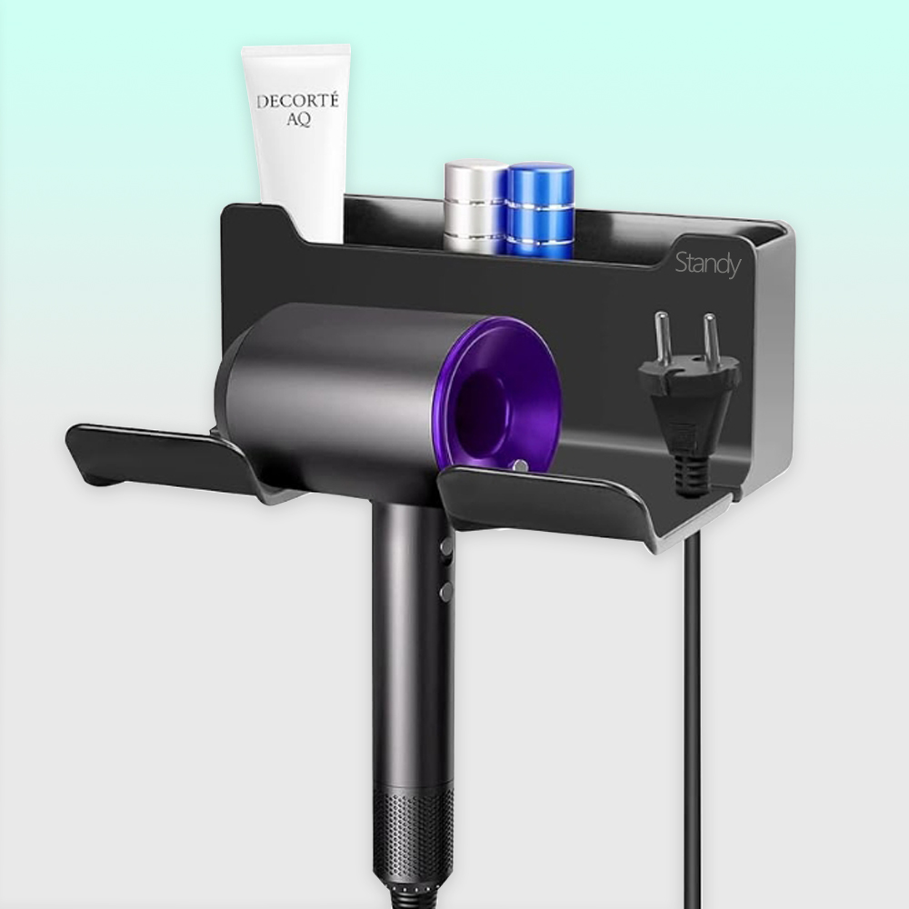 스탠디 무타공 수납형 드라이기 강력접착 모던 거치대, 블랙, 1개 8,690원