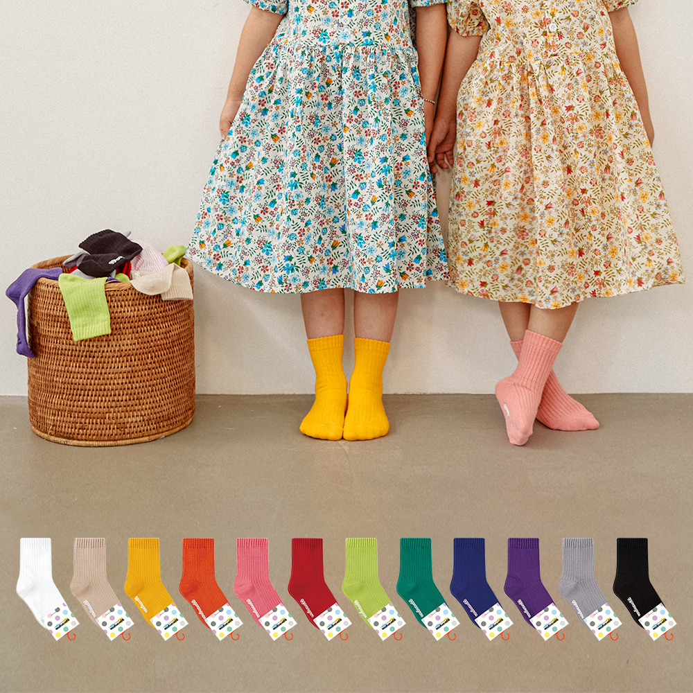 GGRN 아동용 베베 골지 무지 양말 12켤레 세트 17,900원