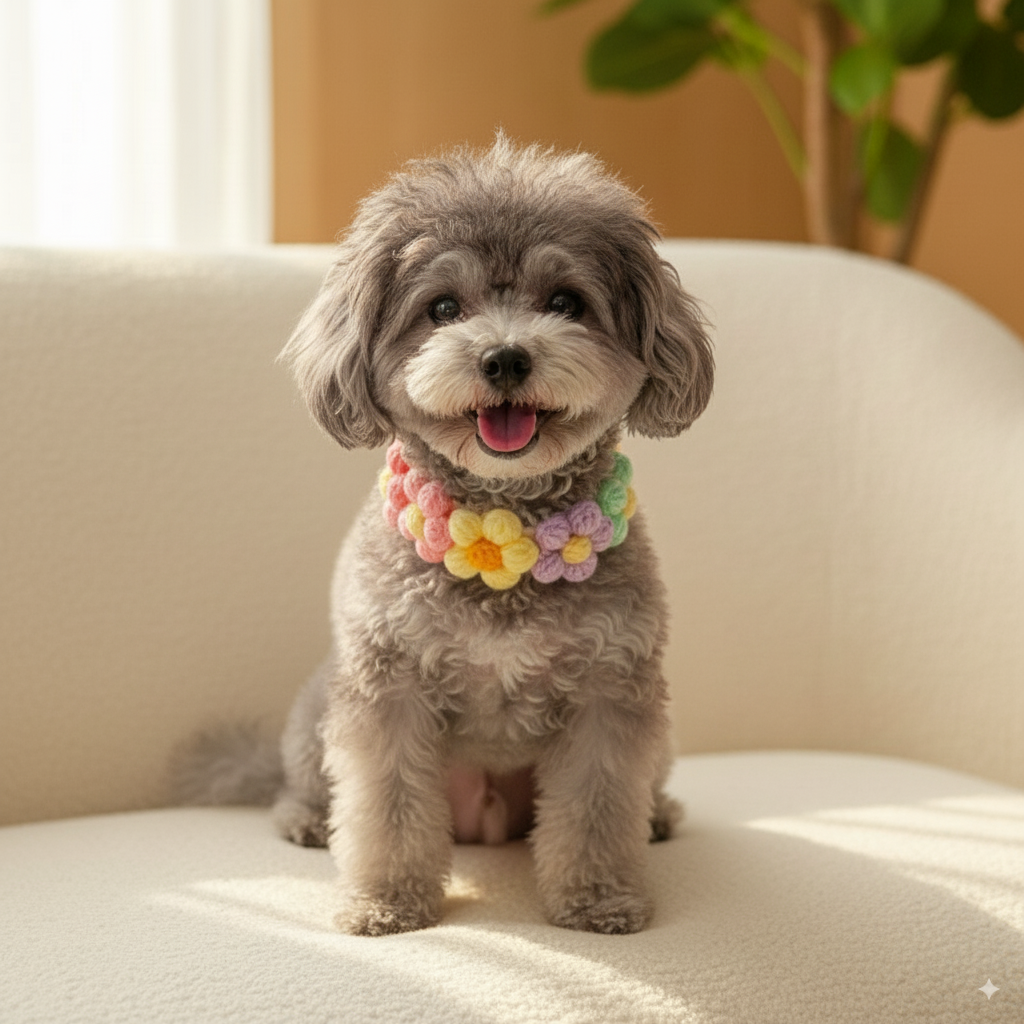 하니펫 반려동물 귀요미스카프 단추 뜨게꽃레이스, 1개, 마카롱 6,900원