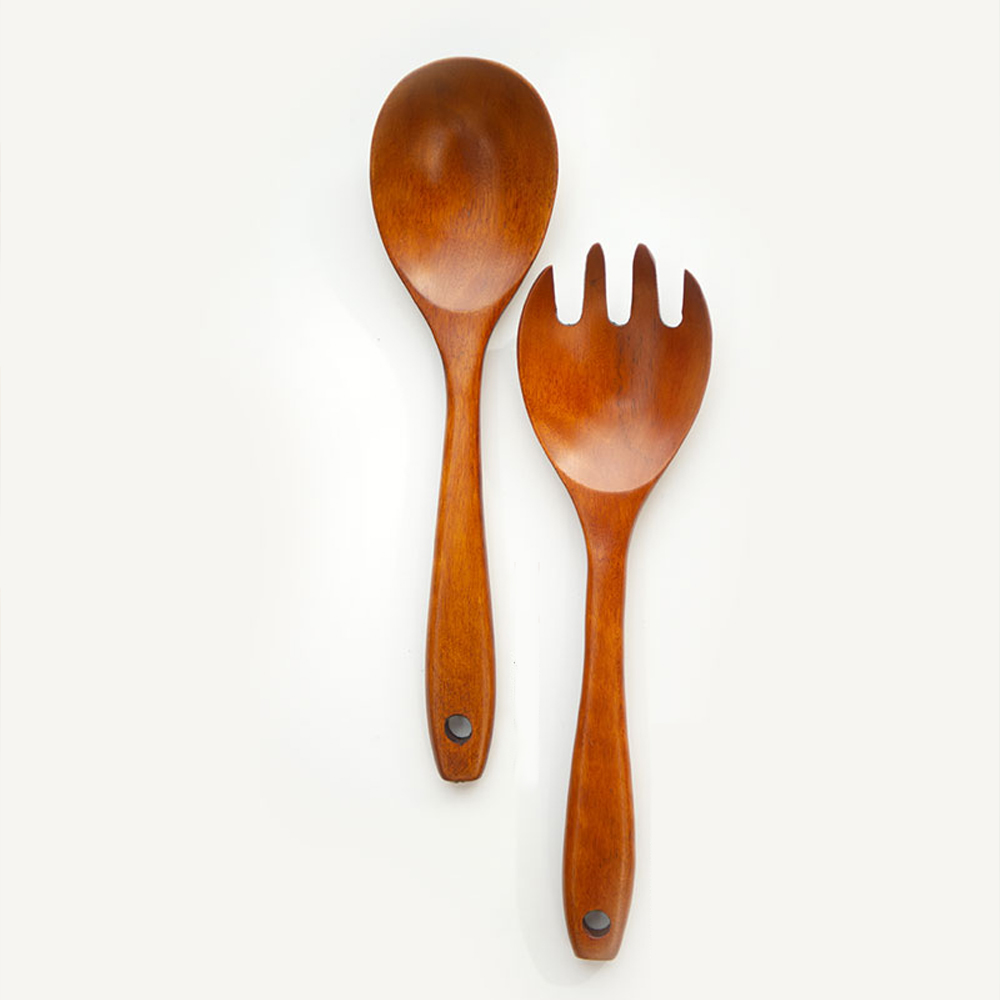 트래블앤쿡 천연 옻칠 우드 샐러드 스푼 포크 파스타 서빙 조리도구 4,300원