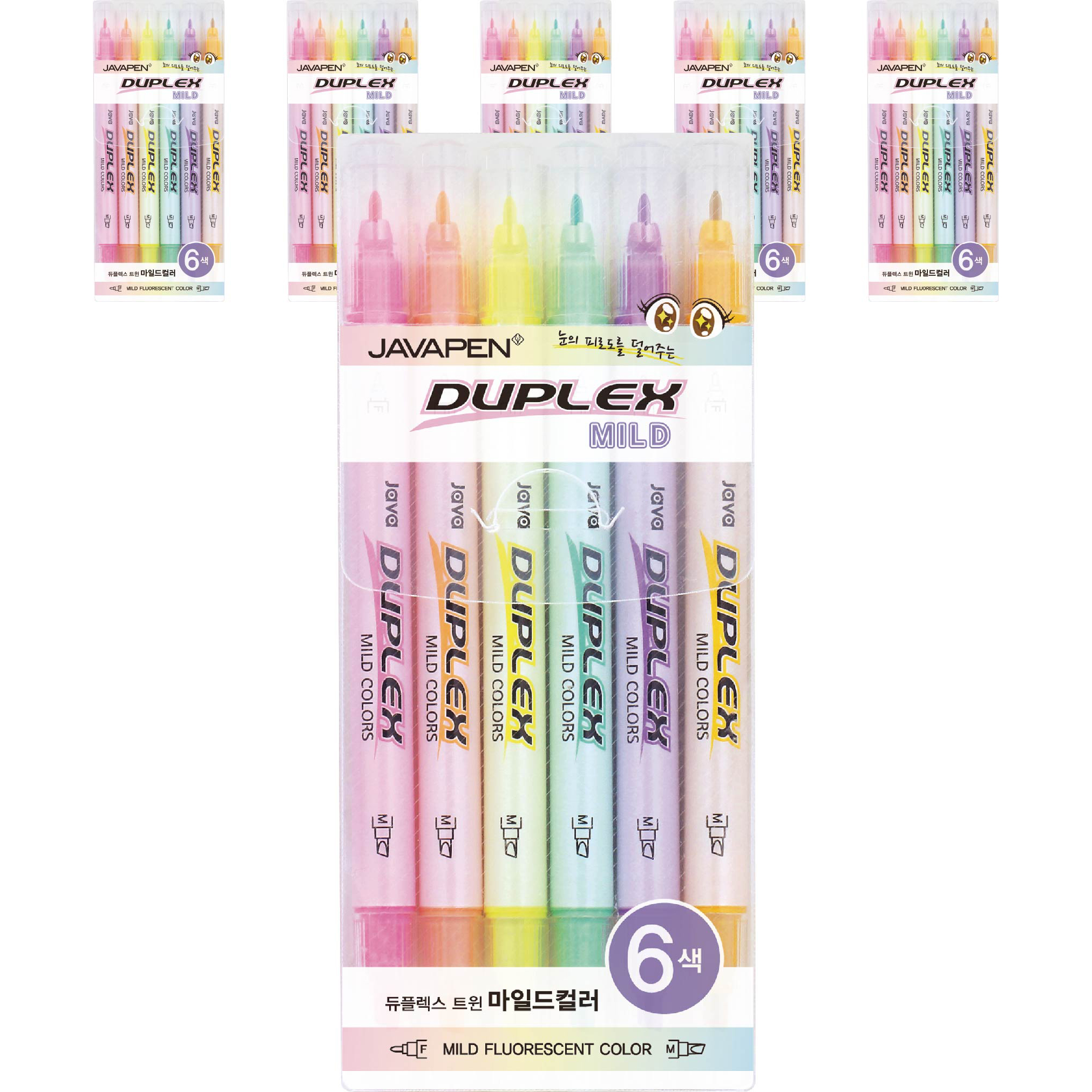자바펜 듀플렉스 트윈 마일드 6색 형광펜, 혼합색상, 6개 1,860원