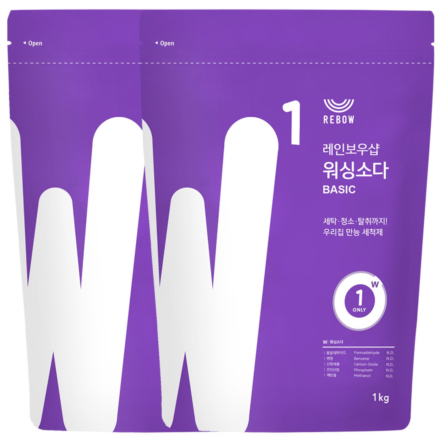 레인보우샵 워싱소다 베이직, 2개, 1kg 5,500원