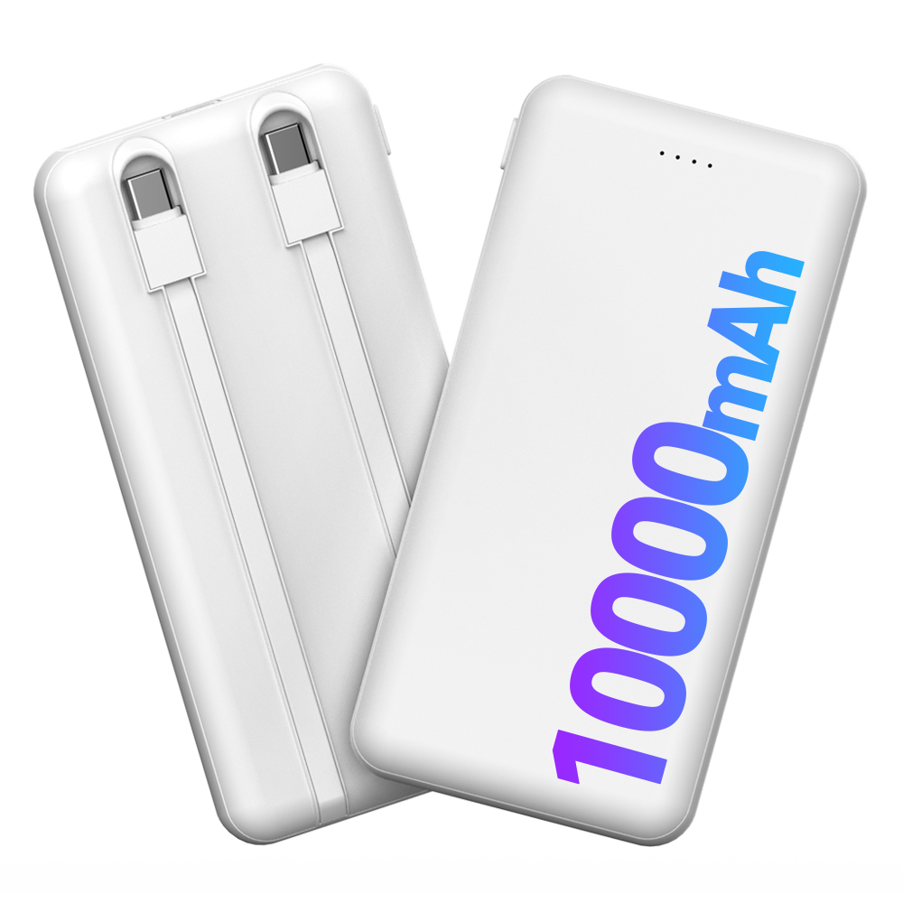 스마티 대용량 C타입 듀얼 케이블 일체형 보조배터리 10000mAh, 화이트, 단일 9,990원