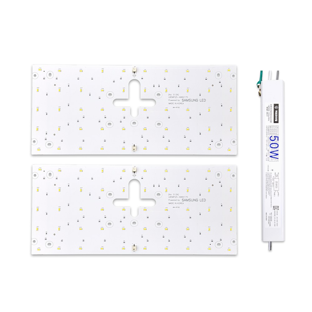 케빈라이팅 국산 삼성칩 조명 거실등 리폼 LED 모듈 사각방등 50W 400x175mm(2장) 26,400원