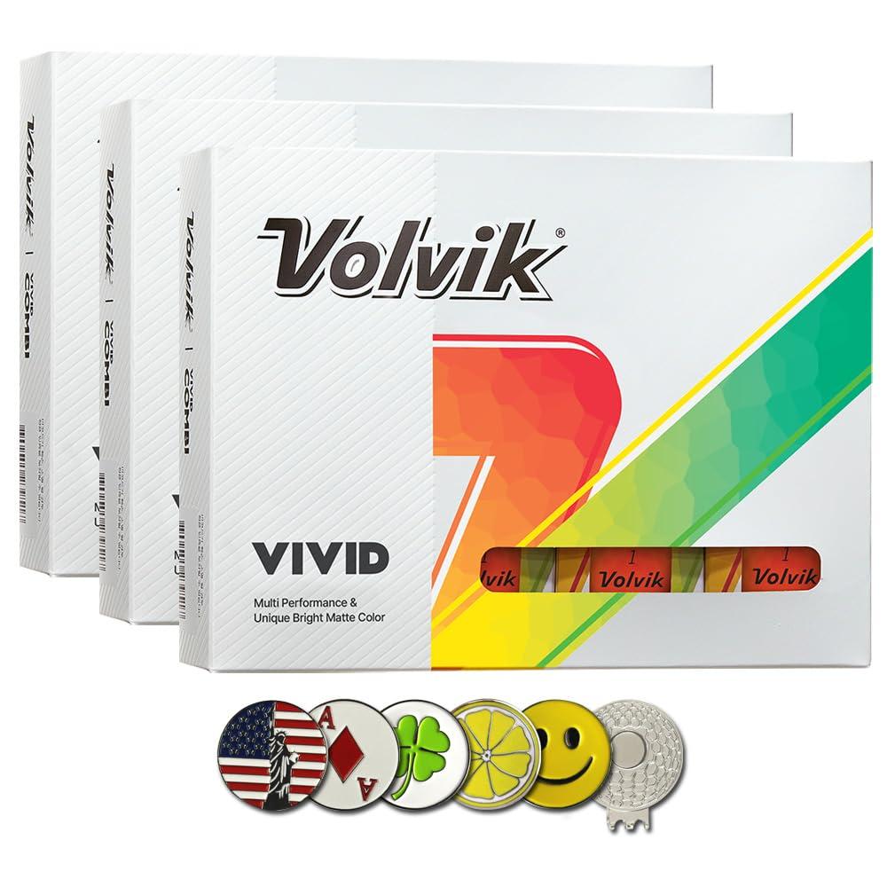 새로운 Volvik Vivid 멀티 퍼포먼스 및 3피스 구조 독특하고 밝은 매트 컬러 마감 골프공. 5개의 볼 마커와 1개의 자석 모자 클립이 있는 3다스(오렌지) AMBA7 166,900원