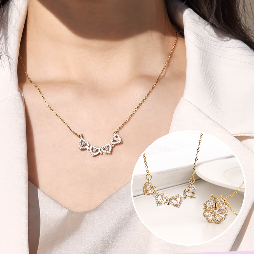 일호장신구 사랑의 네잎 크로바 목걸이 써지컬스틸 알러지없는 변색없는 큐빅 하트 여성용목걸이 13,910원