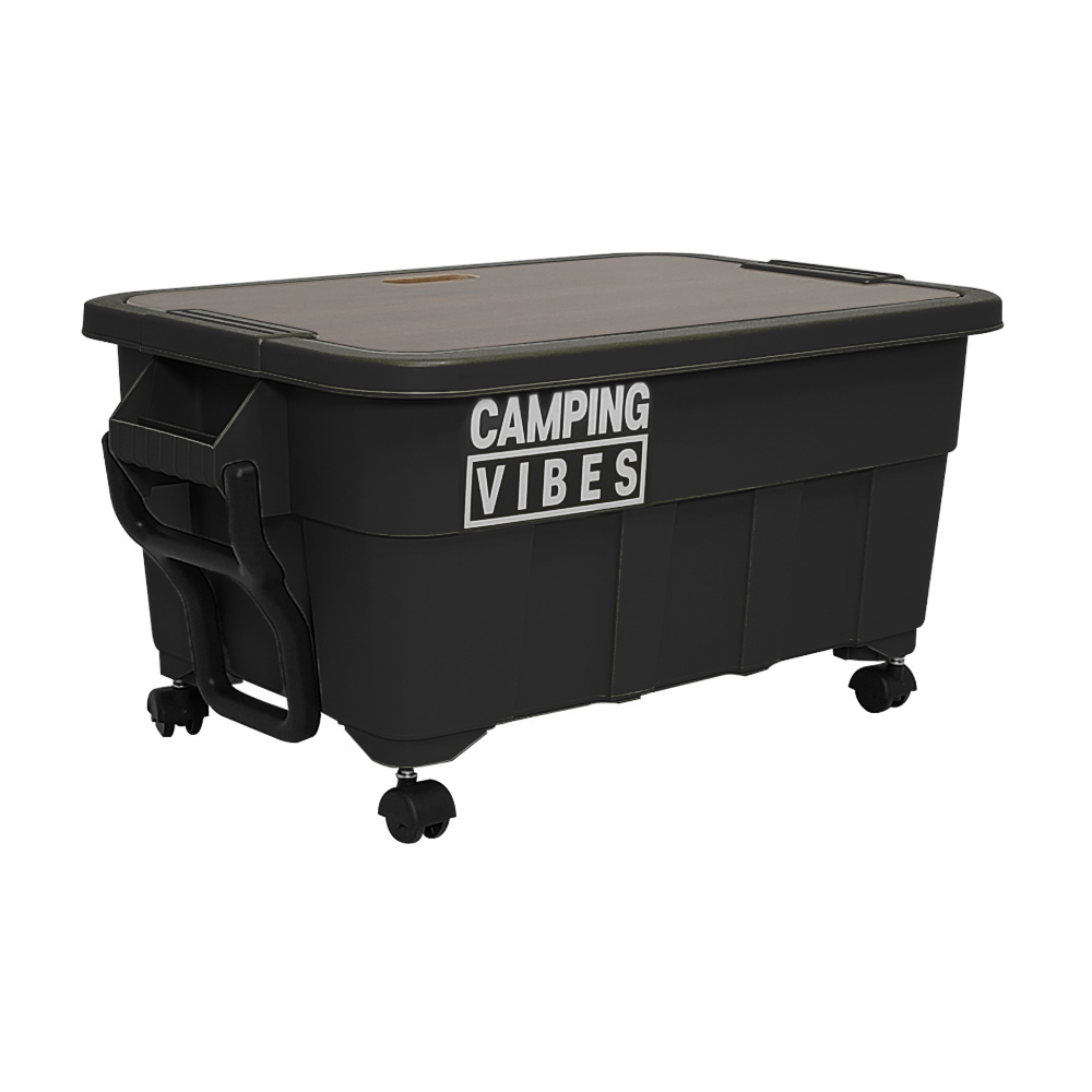 캠핑바이브스 멀티 카고박스 특대형 53L + 우드상판 + 이동바퀴 + 데칼스티커 세트 (풀세트 구성) 캠핑박스 토트박스, 53 블랙, 1개, 1단 52,500원