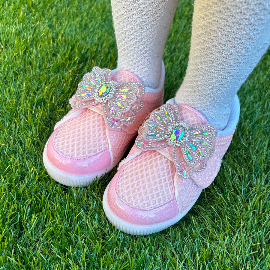 프롬베베 여아용 루나 글리터 매쉬 LED 여아 운동화 42,000원