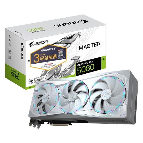 [GIGABYTE] AORUS 지포스 RTX 5080 MASTER ICE D7 16GB 피씨디렉트 2,511,320원