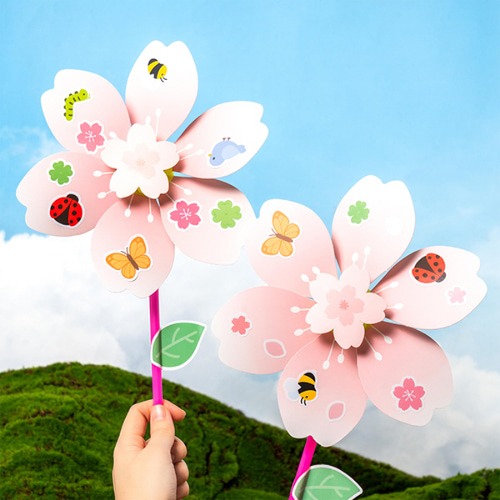 벚꽃 바람개비 봄꽃미술활동 스티커만들기 나비만들기 미술재료키트 봄 바람개비 1,700원