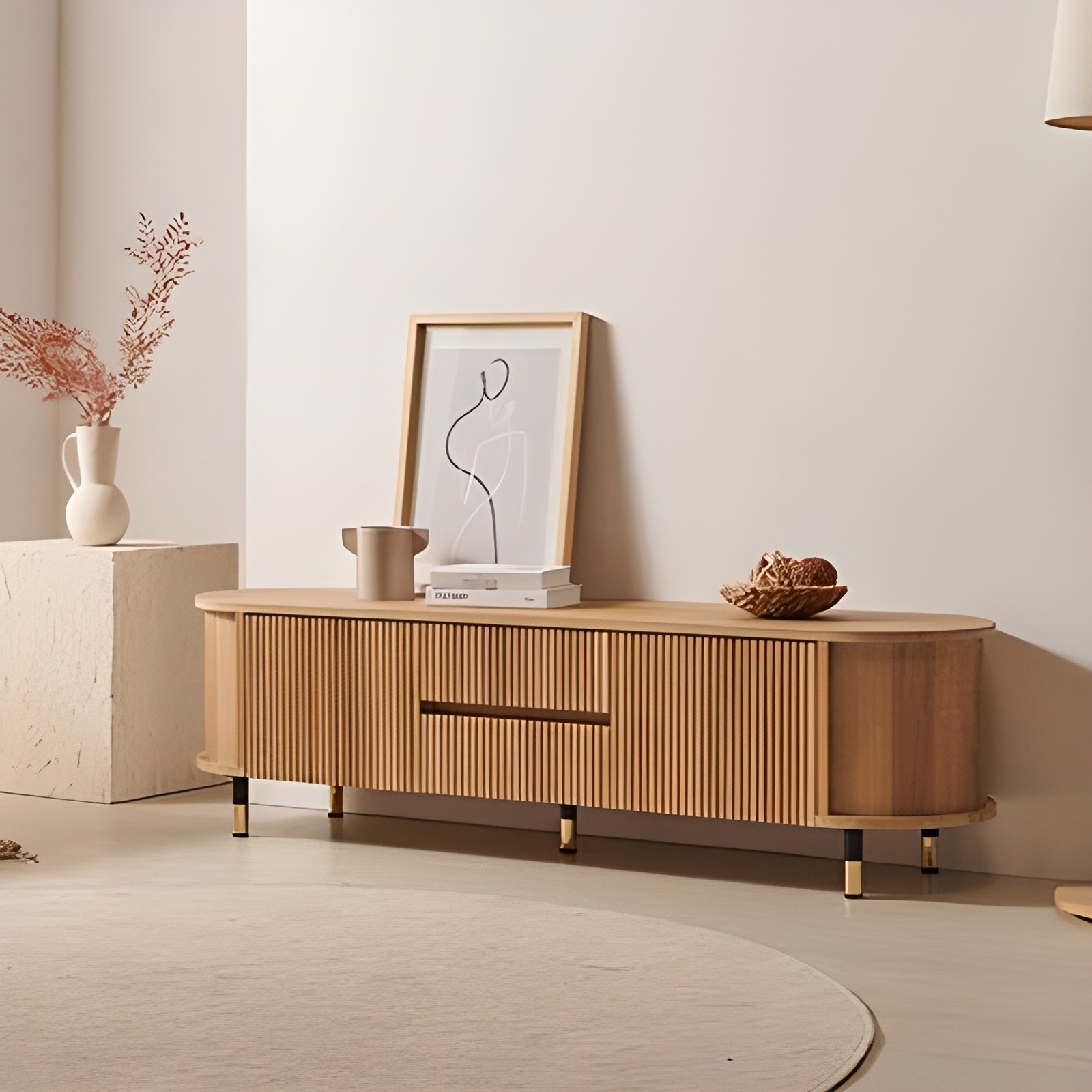 파로마 클래시 템바보드 서랍도어 거실장, 오크 220,970원