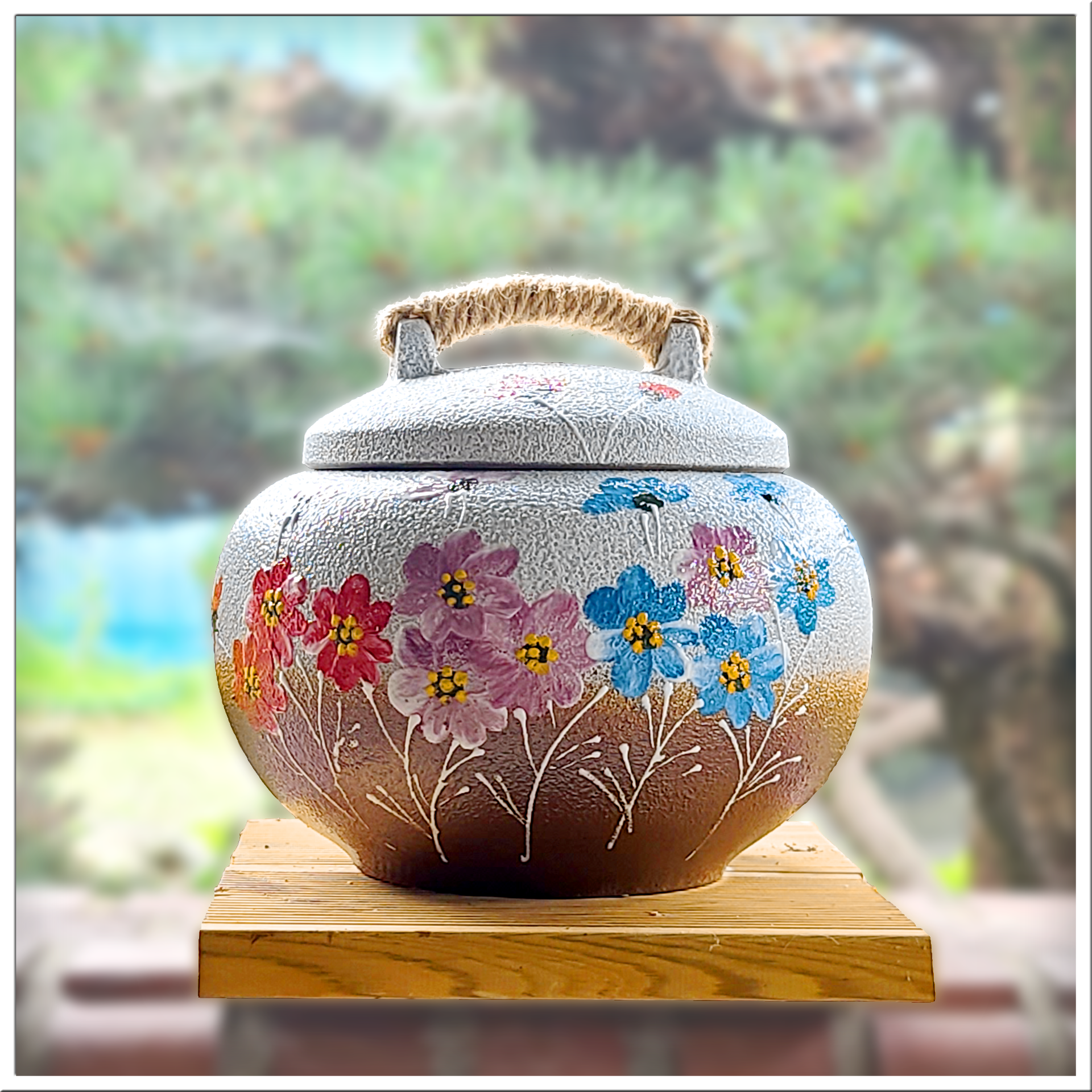 여주흙도예_분청 투톤 잡곡 소금 단지 코스모스 4kg, 1개 49,000원