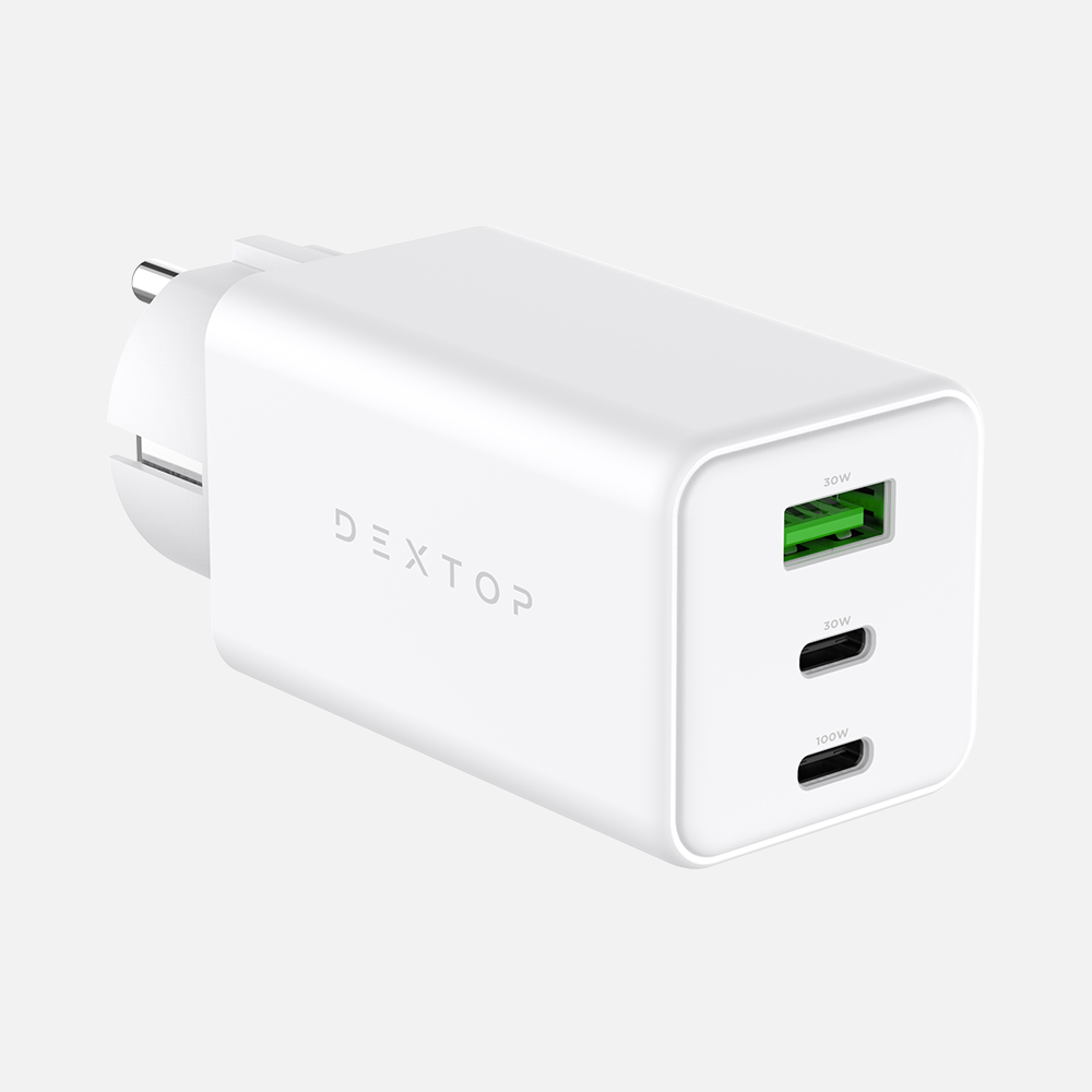 덱스탑 100W GaN 초고속 3포트 멀티 충전기 접지플러그, 1개, 화이트 32,900원
