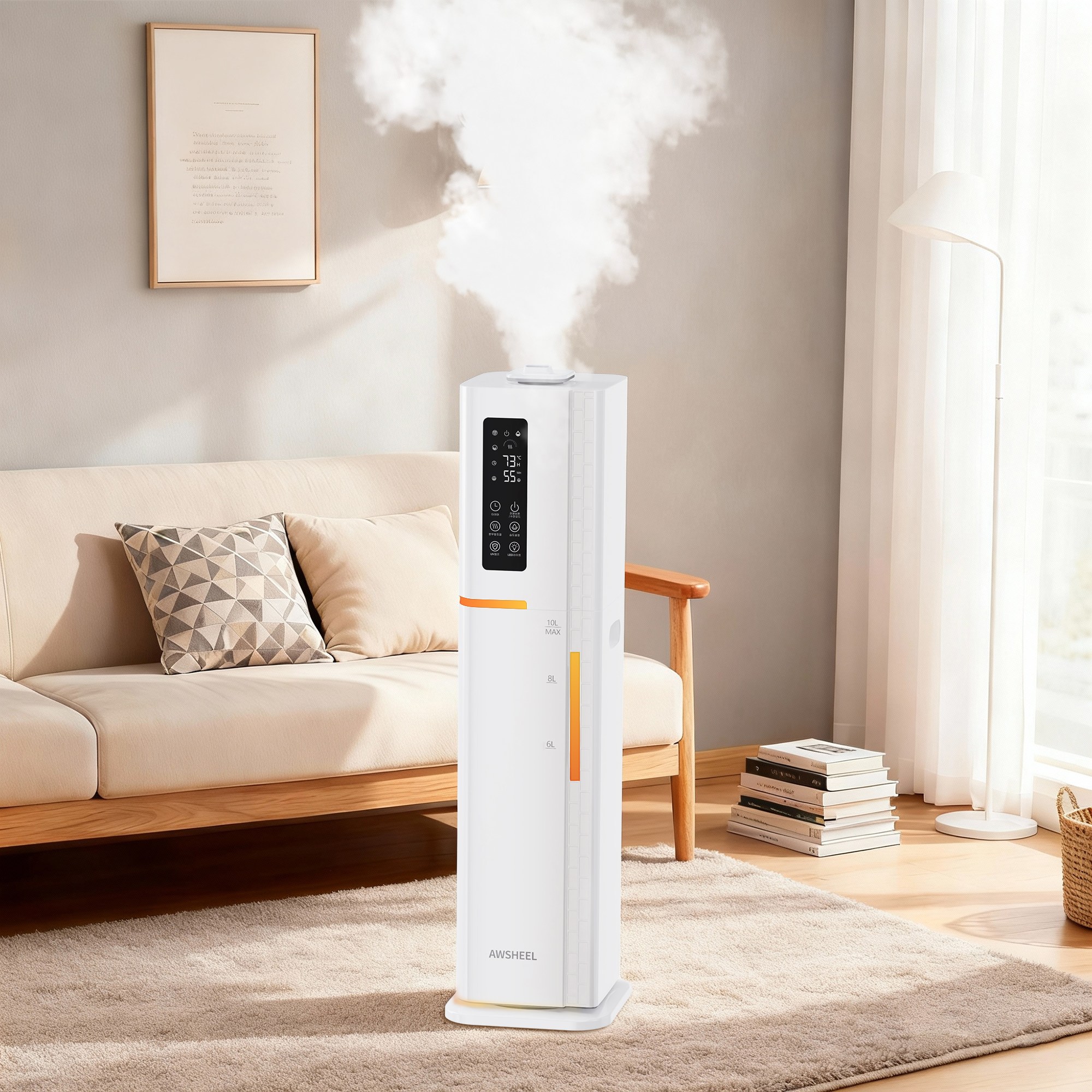 아우스힐 초음파 AI 스마트 가열식 복합식 대용량 아기 신생아 가습기 자동습도조절 UV살균 10L 75,800원