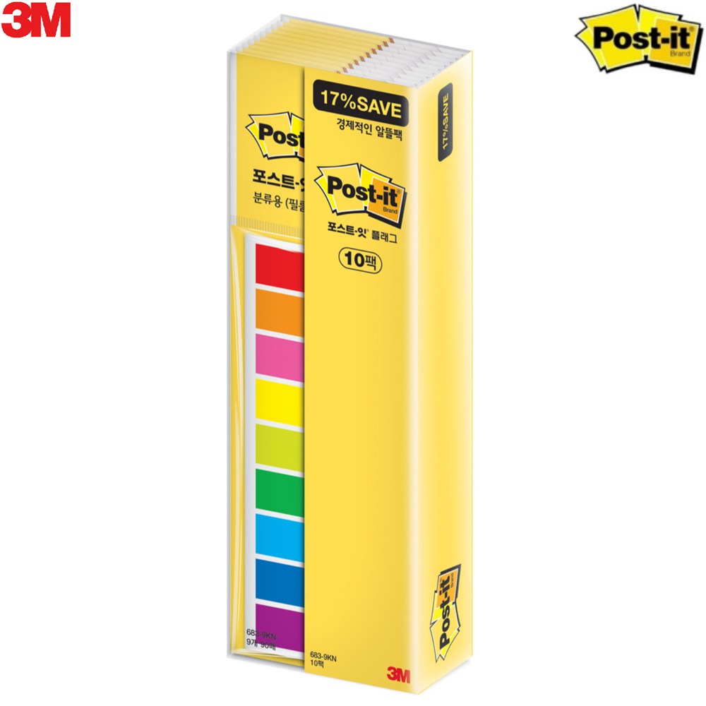 [3M] 포스트잇 플래그 알뜰팩 683-9KN-10 44x12mm 900장 분류용 필름 21,820원