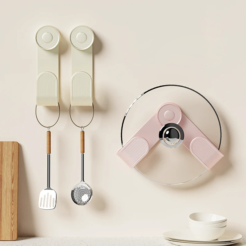 1+1 공간활용 무타공 흡착식 냄비 뚜껑 거치대 도마걸이, 2개, 크림핑크 5,800원