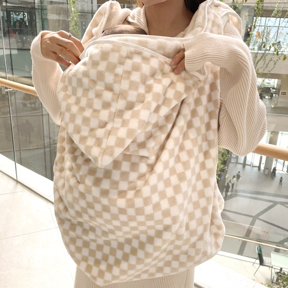 밀크하우스 극세사 아기띠워머 블랭킷 후드워머, 베이지 40,000원